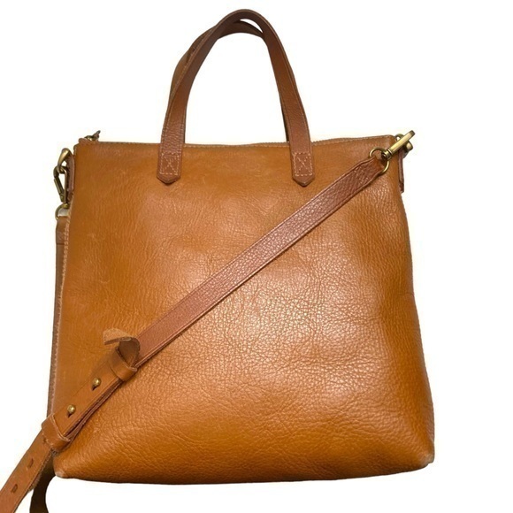 Madewell brown leather transporter tote bag